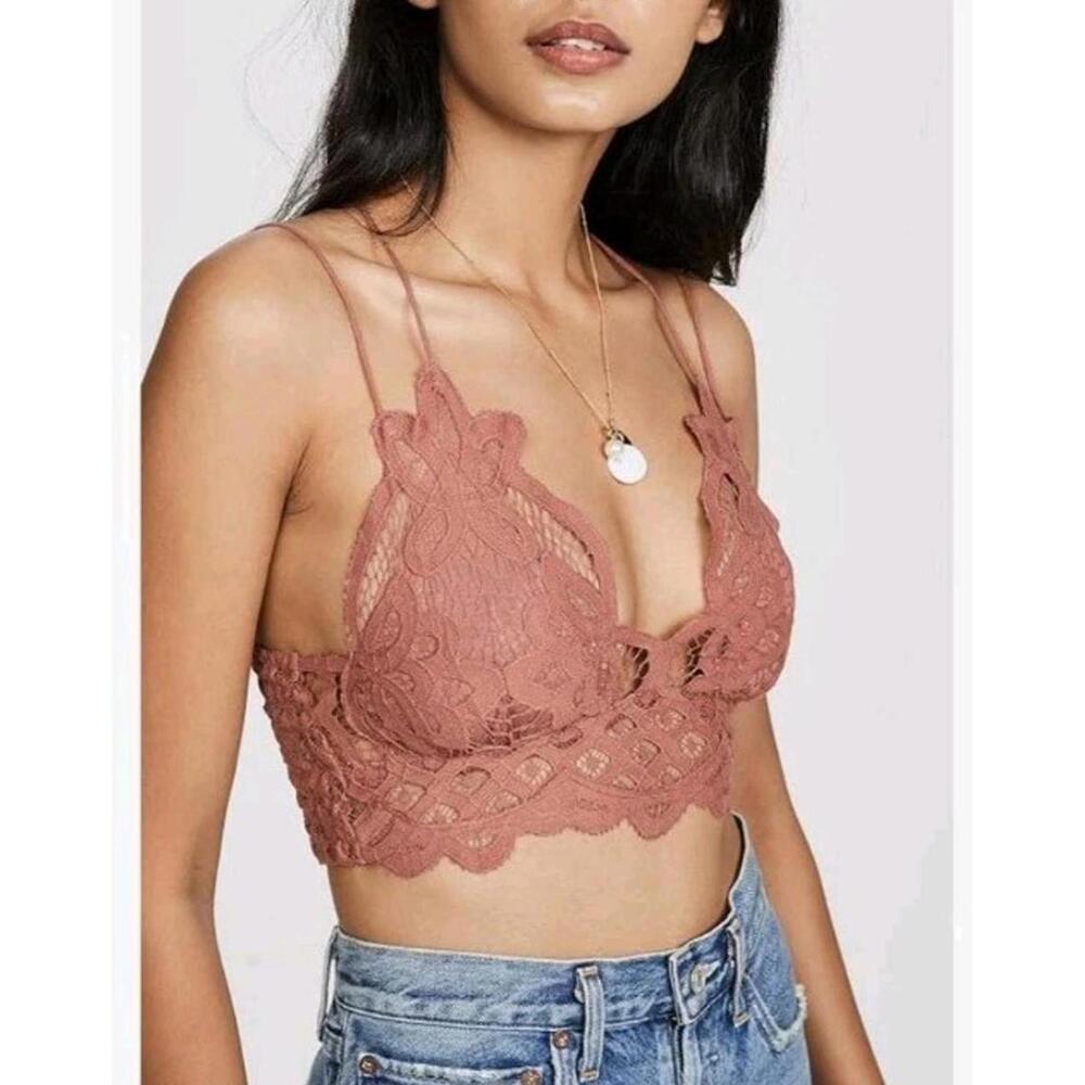 Free People One Adella Lace Bralette Size XL Boho Festival Lace Coquette Beach
